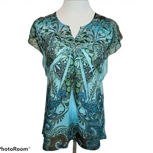 One World Flutter Sleeve Top Size Small